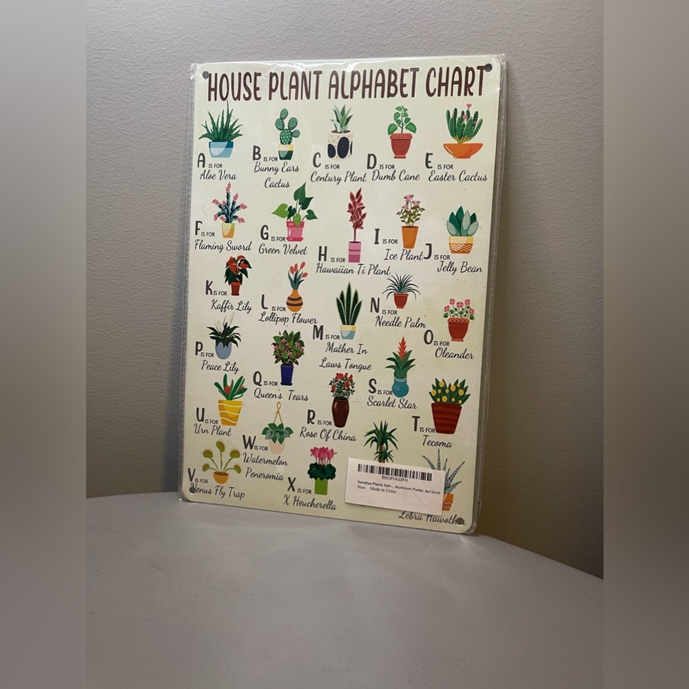 8”X12” Aluminum “House Plants Of The Alphabet” Wall Sign